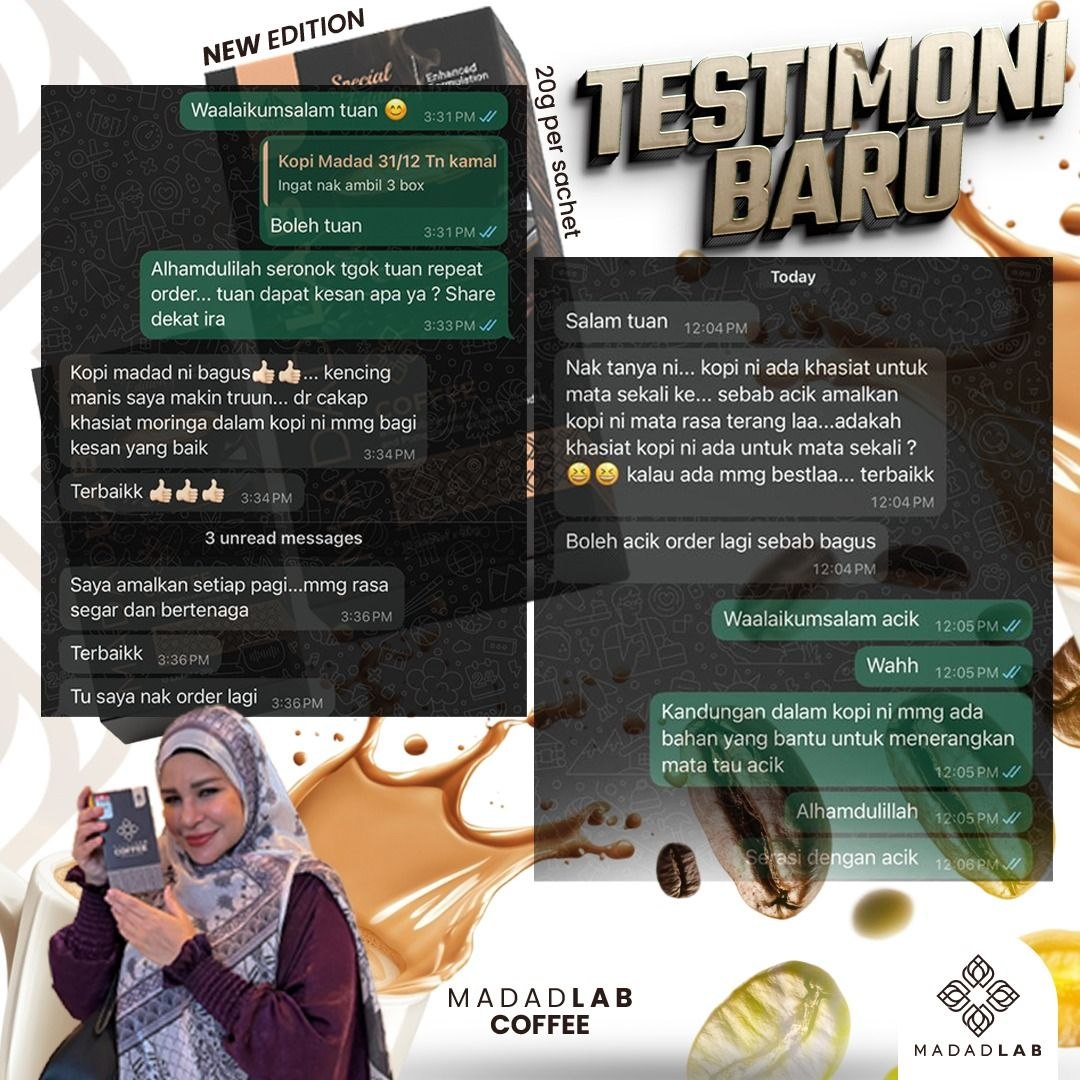 Testimoni pelanggan MadadLab Coffee 1